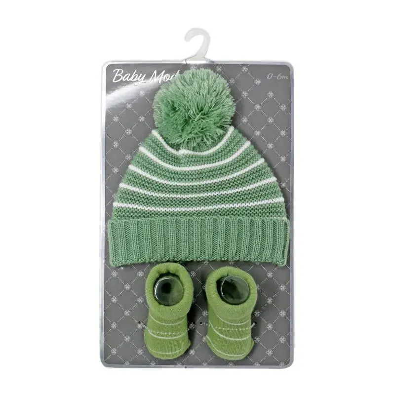 Rose Textile - Baby Hat & Sage Bootie Set - Image 2