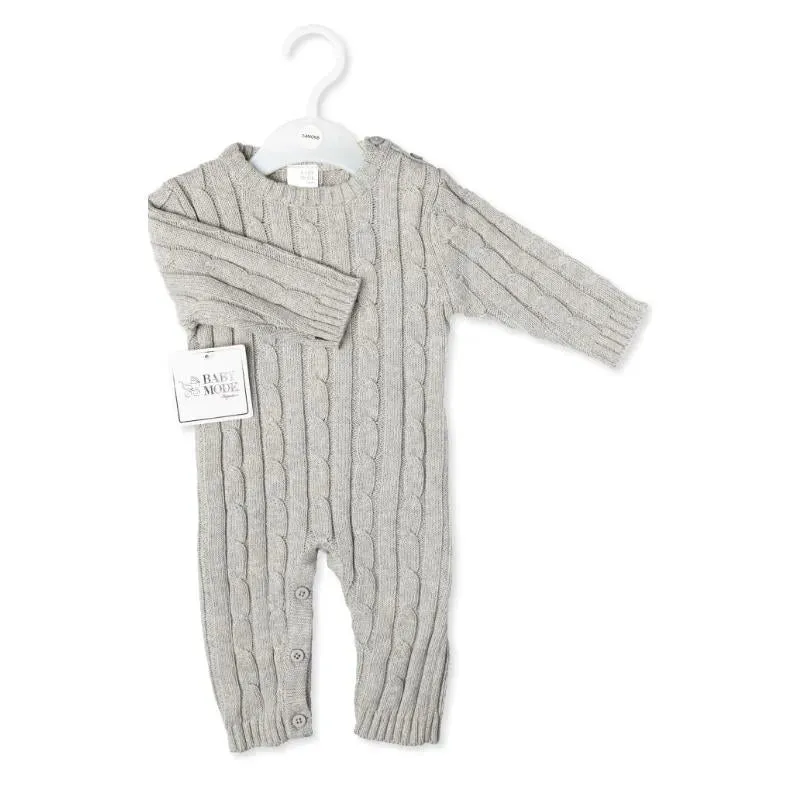 Rose Textile - Baby Unisex Cotton Grey Knit Romper - Image 2