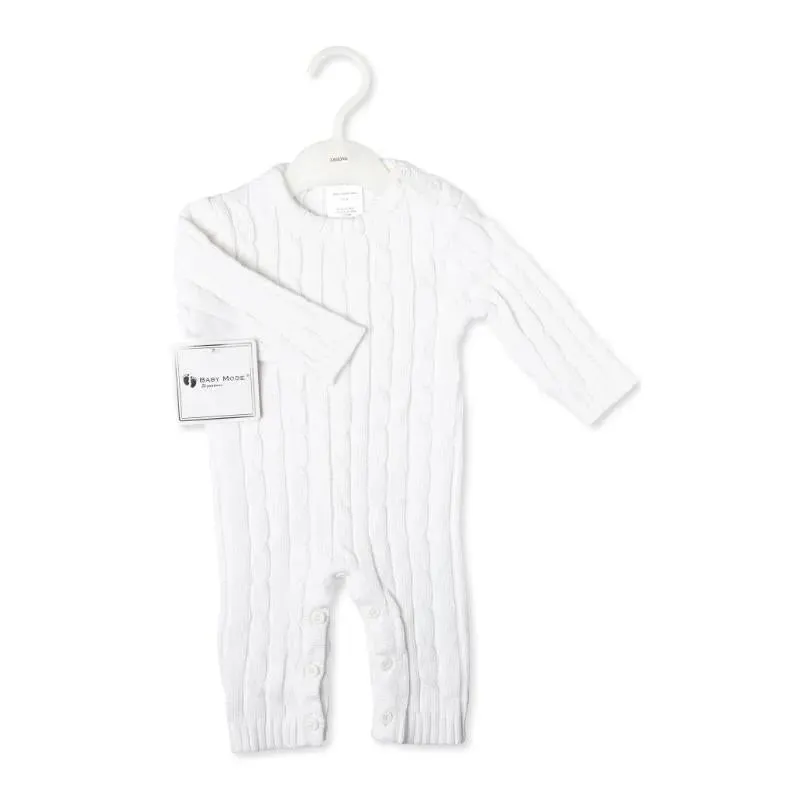 Rose Textile - Baby Unisex Cotton White Knit Romper - Image 2
