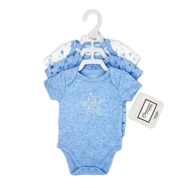 Rose Textiles - 100 % Organic 3 Pk Bodysuit, Blue - Image 2