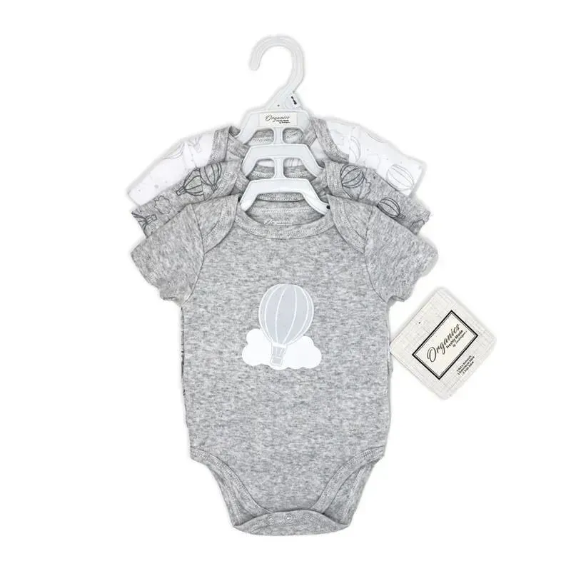 Rose Textiles - 100% Organic 3 Pk Bodysuit, Grey - Image 2