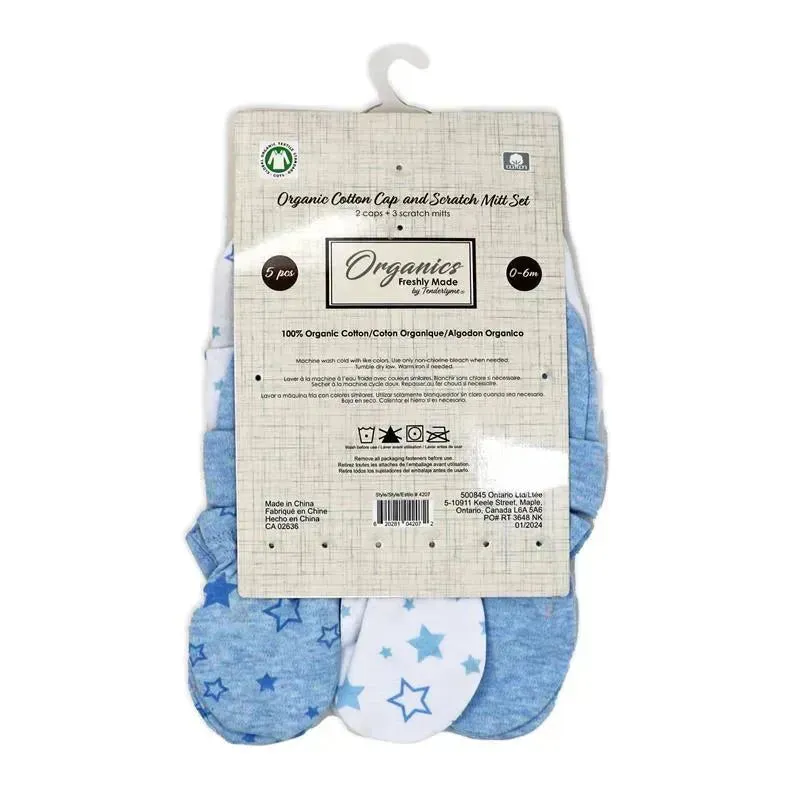 Rose Textiles - 100% Organic Cotton 5 Pack - Hat & Mitt Set, Blue Star - Image 6
