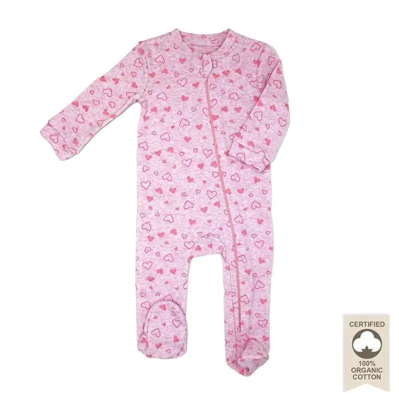 Rose Textiles - 100% Organic Heather Heart Sleeper, Pink