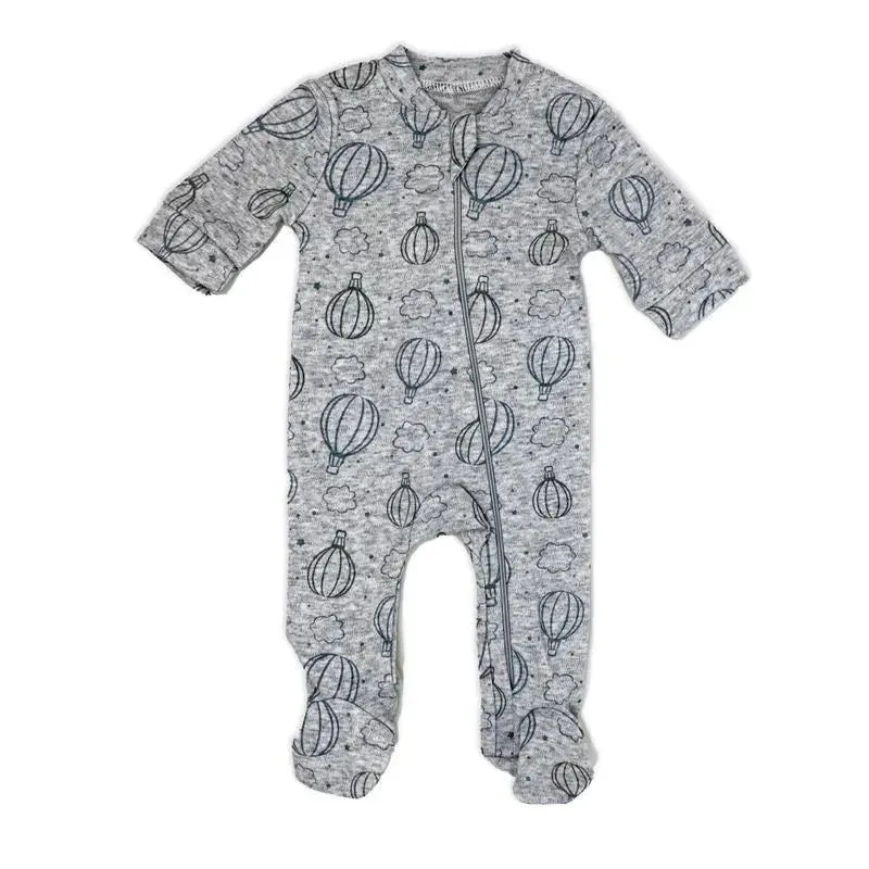 Rose Textiles - 100% Organic Heather Hot Air Balloon Sleeper + Hat, Grey - Image 4