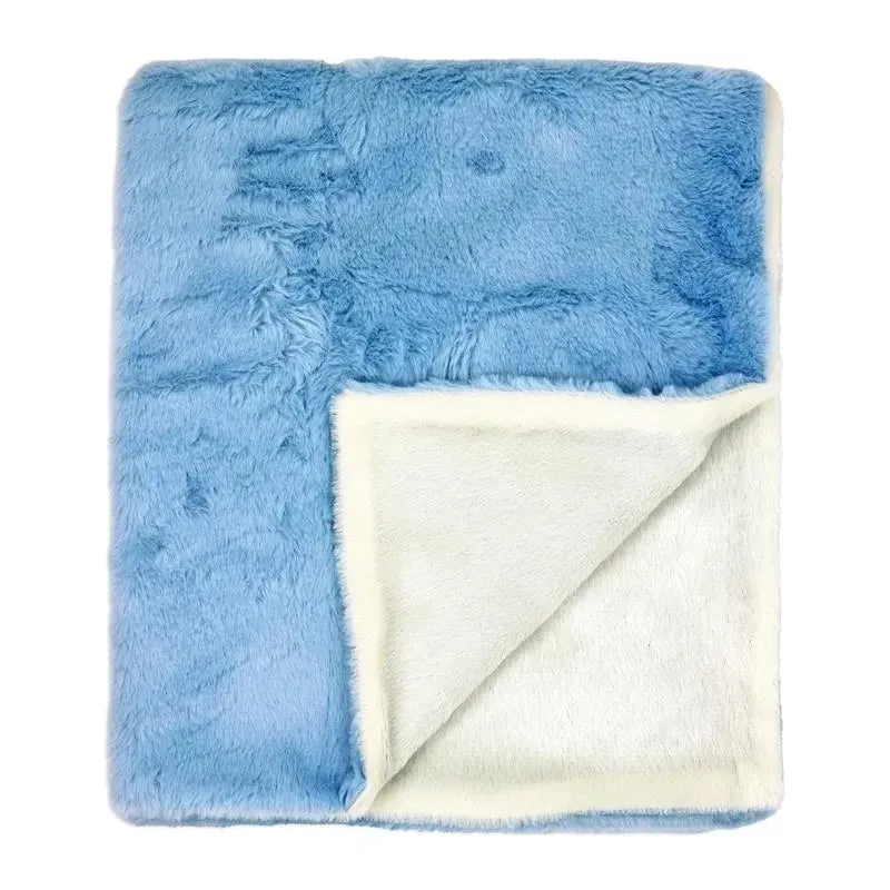 Rose Textiles - 2 Layer Faux Fur Plush Blanket, Blue