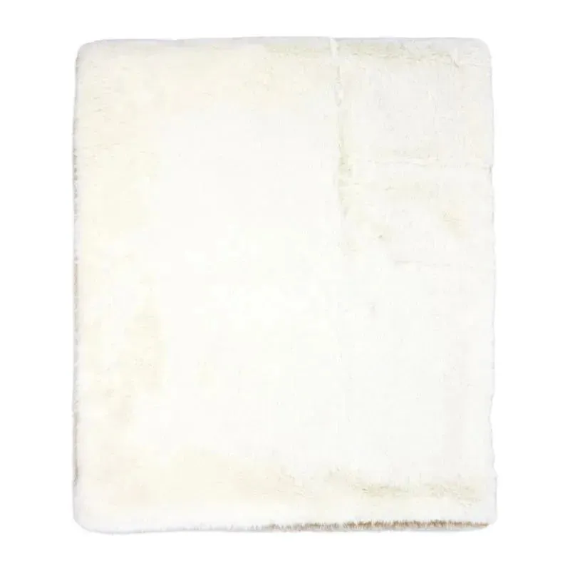 Rose Textiles - 2 Layer Faux Fur Plush Blanket,- Ivory/Tan - Image 3