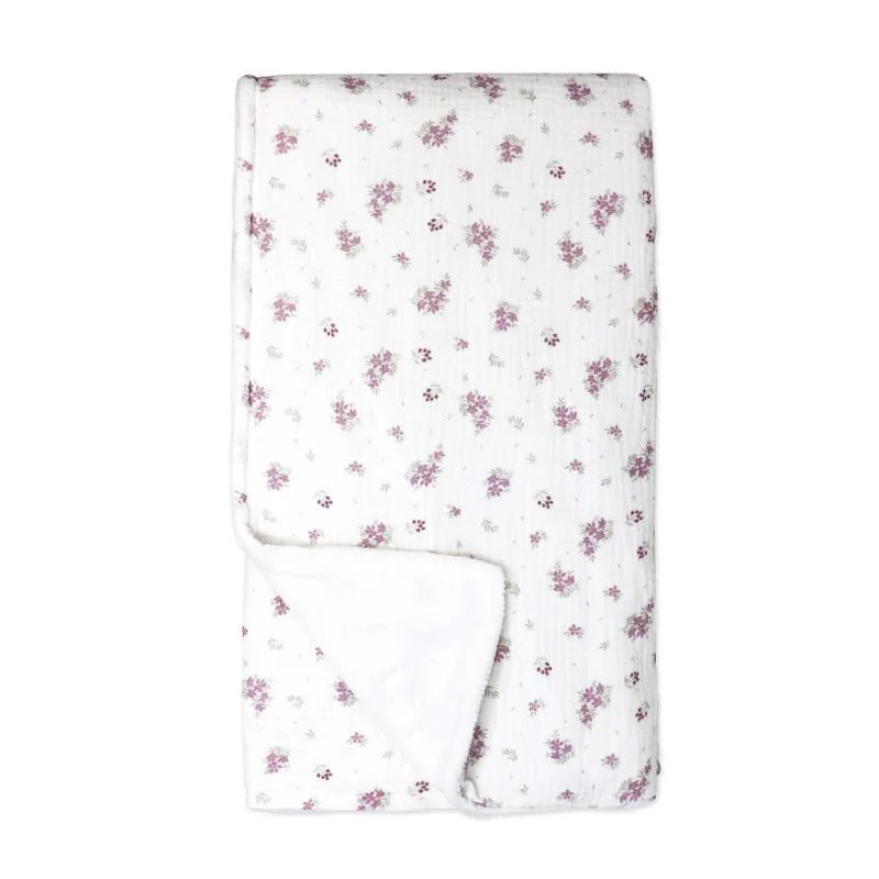 Rose Textiles - 2 Layer Muslin Blanket Mauve Floral