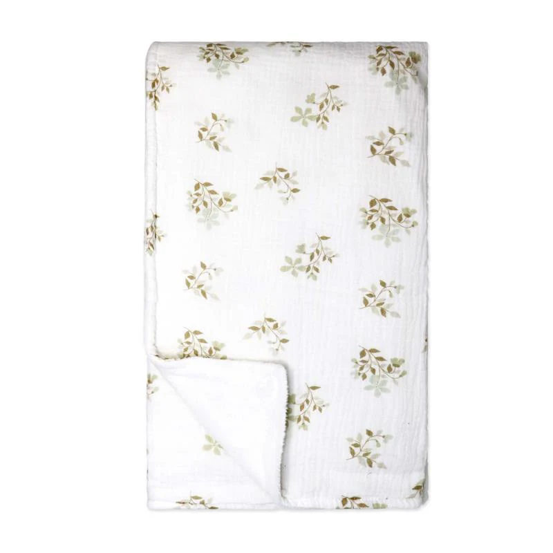 Rose Textiles - 2 Layer Muslin Blanket Tan Folliage