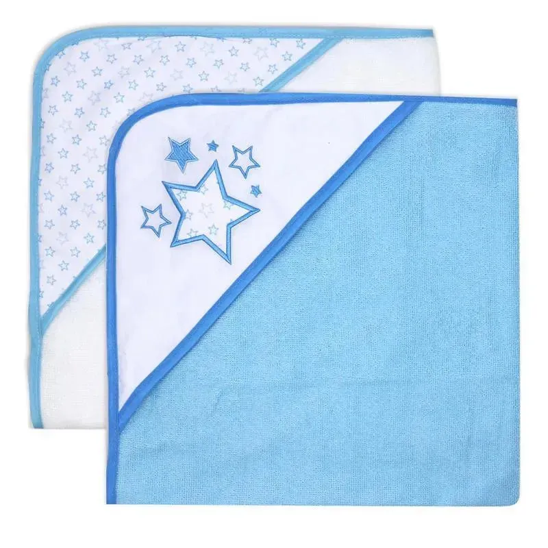Rose Textiles - 2 Pack Hooded Towel Set, Blue Stars
