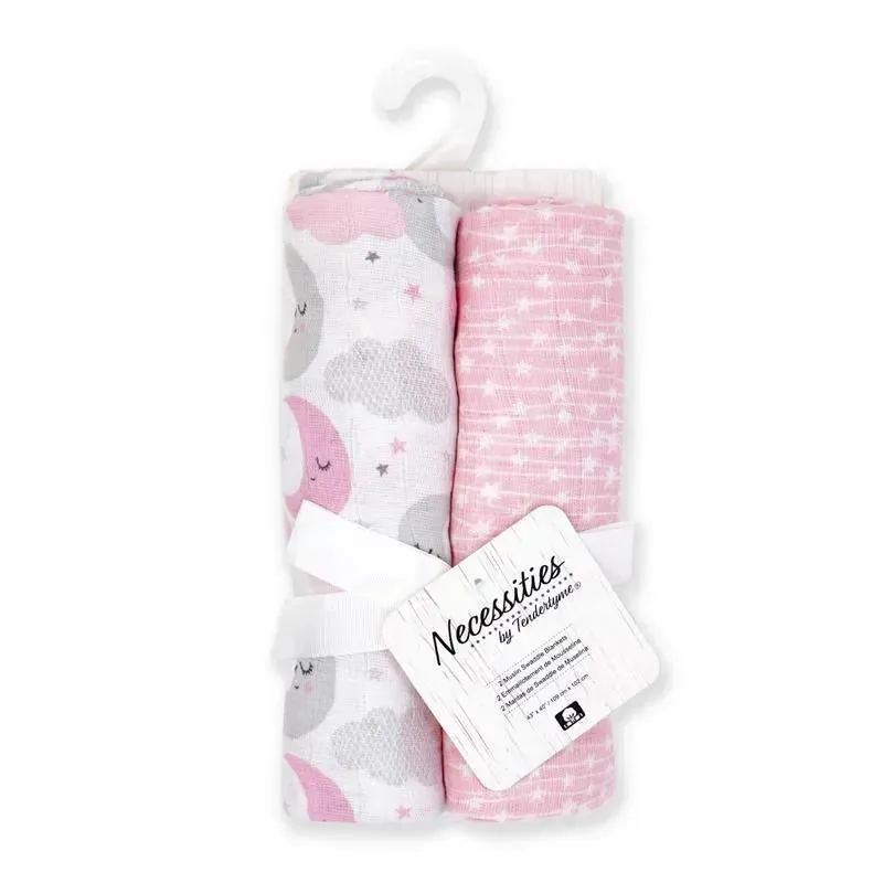 Rose Textiles - 2-Pack Muslin Swaddle Blankets, Pink Sweet Dream - Image 3