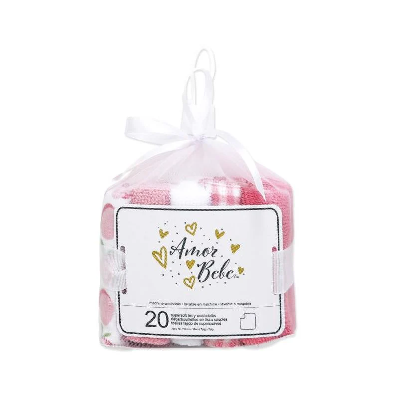 Rose Textiles - 20Pk Washcloth Set Coral Peaches