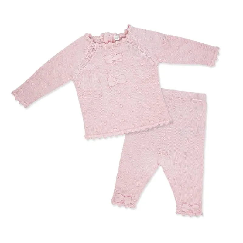 Rose Textiles - 2Pk Baby Girls Knit Bow Set, Pink