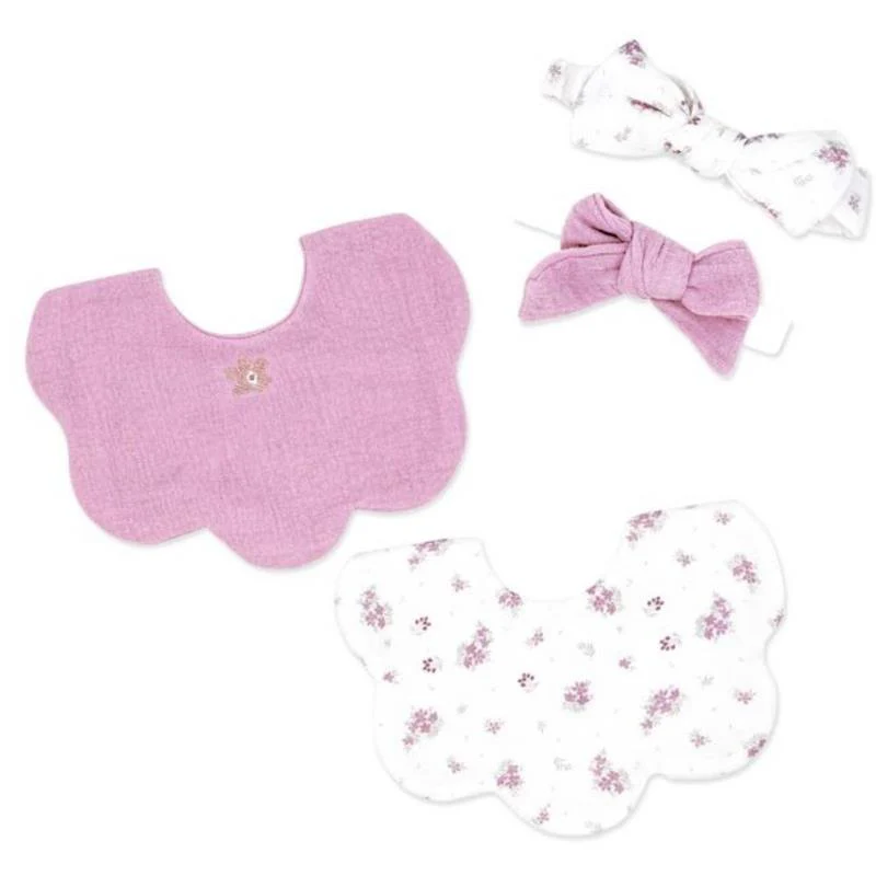 Rose Textiles 2Pk Bibs & Headbands, Mauve Floral Bouquet