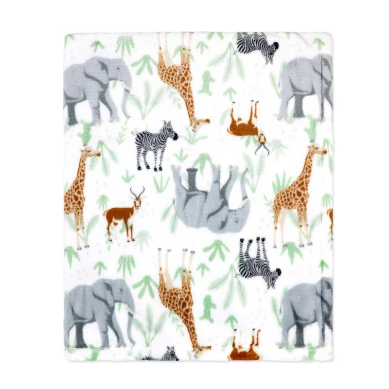Rose Textiles - 2Pk Flannel Fleece Blanket Sage Safari - Image 3