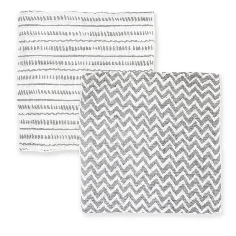 Rose Textiles - 2Pk Grey Doodle Muslin Swaddle Blankets - Image 2