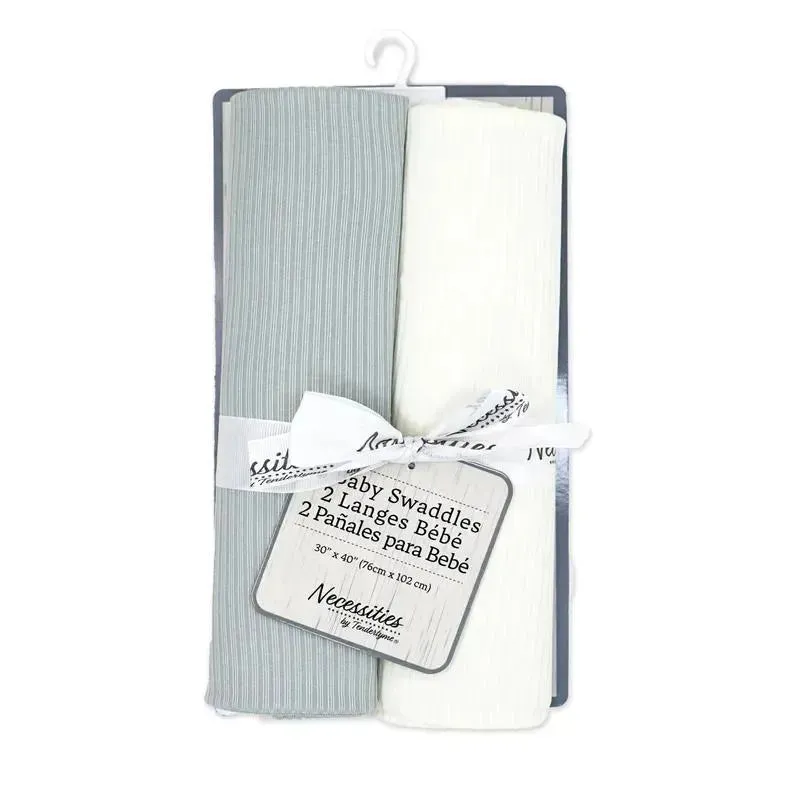 Rose Textiles - 2Pk Swaddles, Grey/Tan