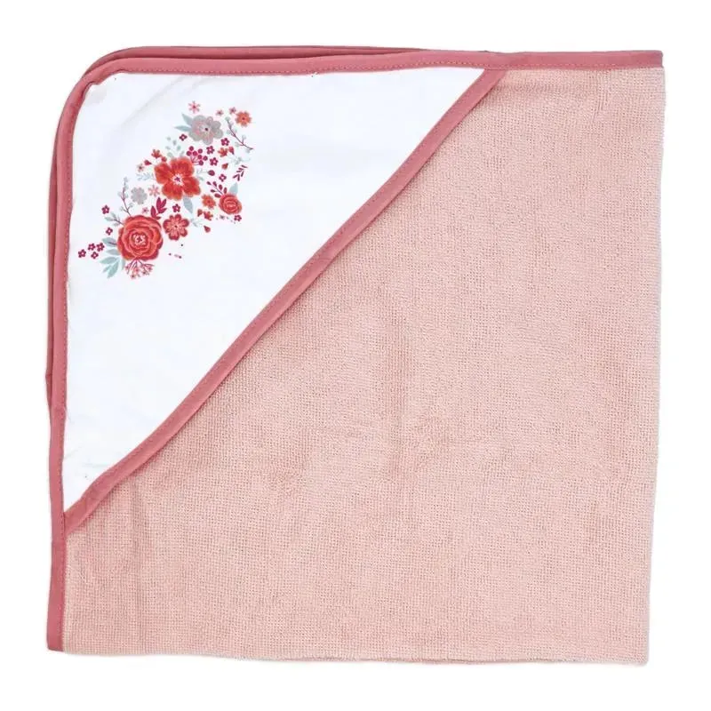 Rose Textiles - 3 Hooded Towels W/ 5 Washcloths, Pink Bouquet - Image 4