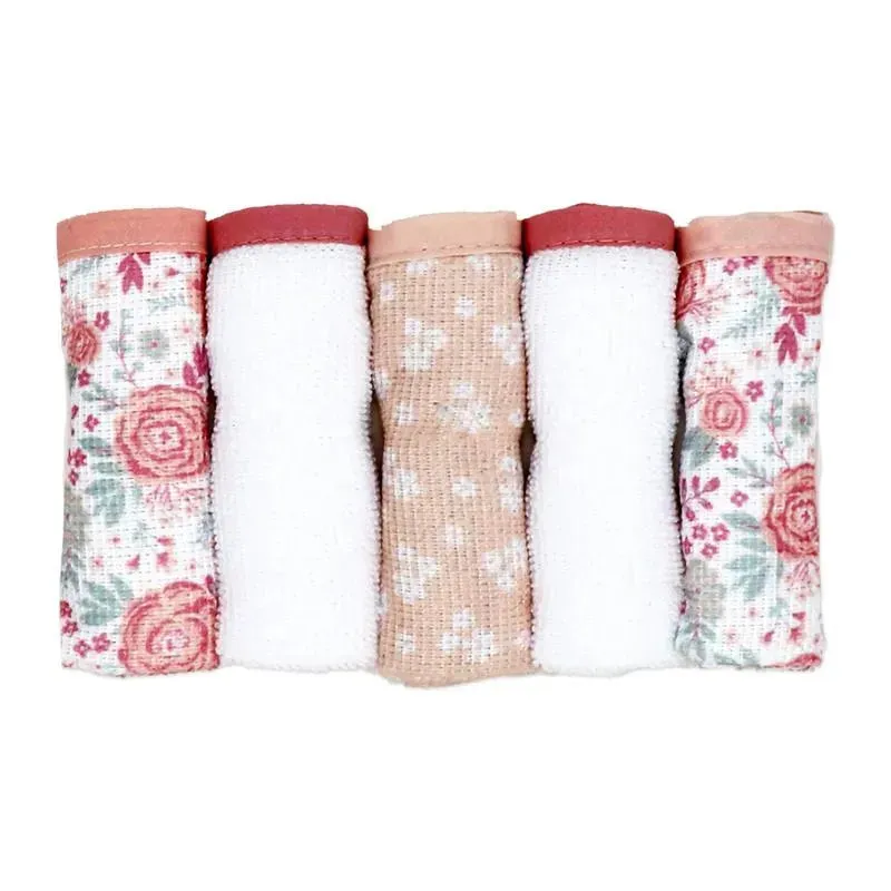 Rose Textiles - 3 Hooded Towels W/ 5 Washcloths, Pink Bouquet - Image 7