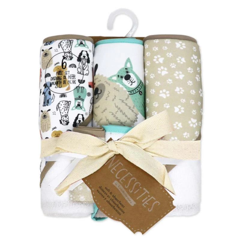 Rose Textiles 3 Hooded Towels With 3 Washcloths, Tan Doggies - Image 2