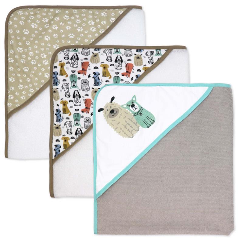 Rose Textiles 3 Hooded Towels With 3 Washcloths, Tan Doggies - Image 3