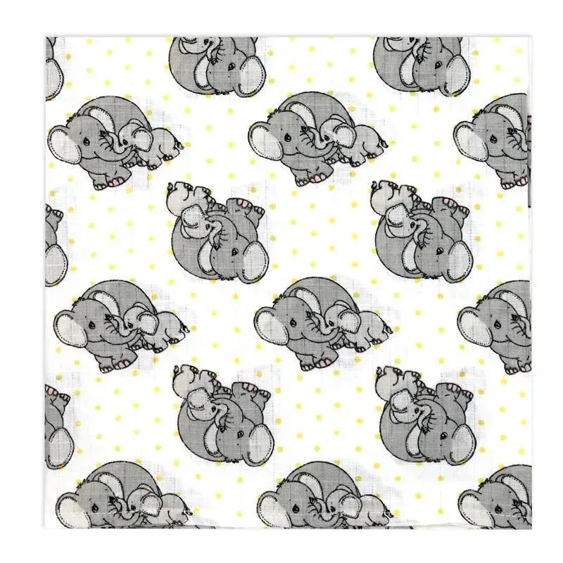Rose Textiles - 3 Pack Muslin Swaddle Blanket, Elephant Yellow - Image 4