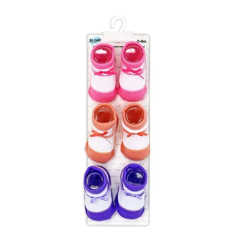 Rose Textiles - 3 Pairs Crew Sock, Ballet Slippers With 3D Bows - Image 2