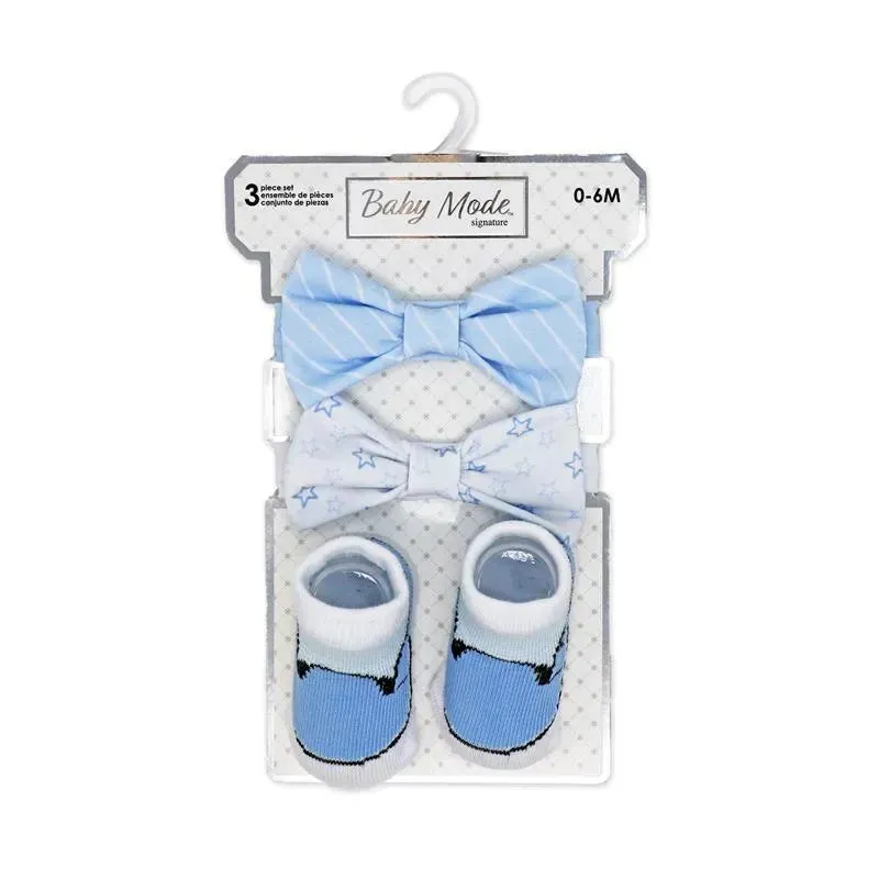 Rose Textiles- 3 Pc Socks And Bowties Set, Blue Stars - Image 2