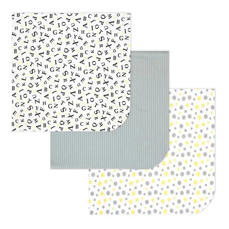 Rose Textiles - 3 Pk Knit Swaddles, Grey Abc's - Image 3