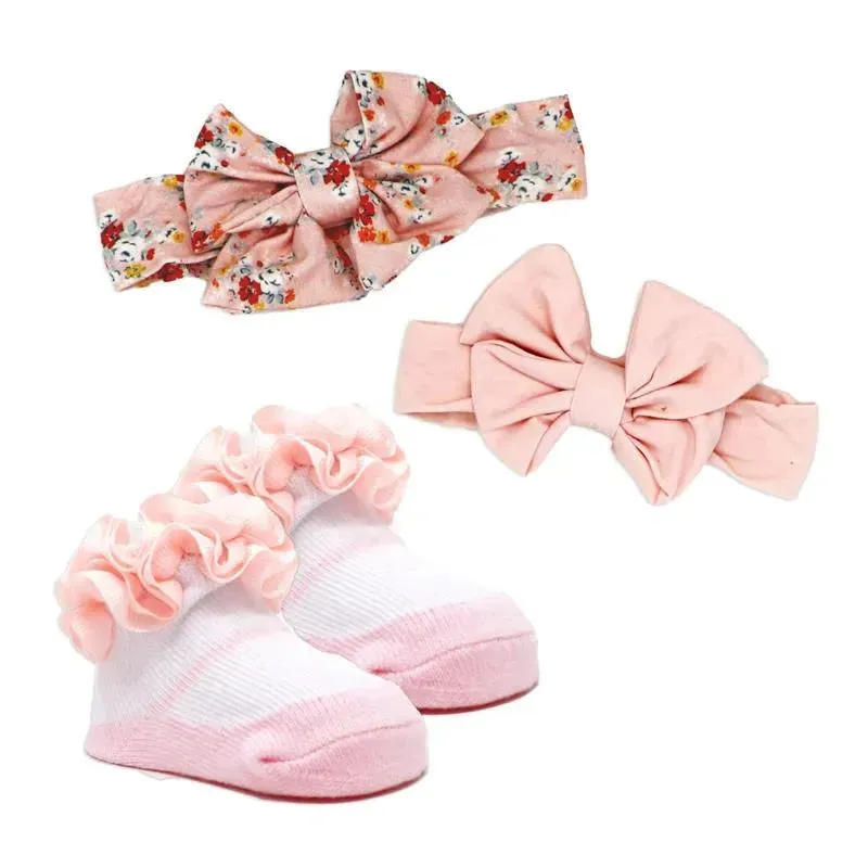 Rose Textiles - 3pc Headband & Sock Set: Rose Floral