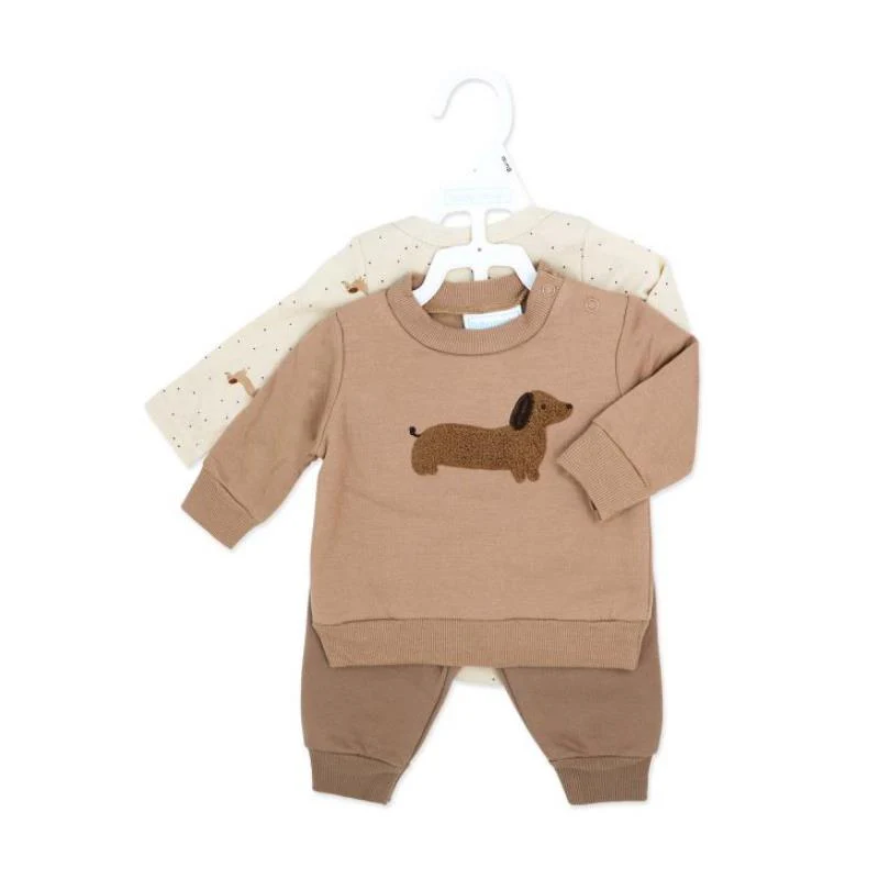 Rose Textiles - 3Pk Baby Boy Jogger Set Brown Dog - Image 2