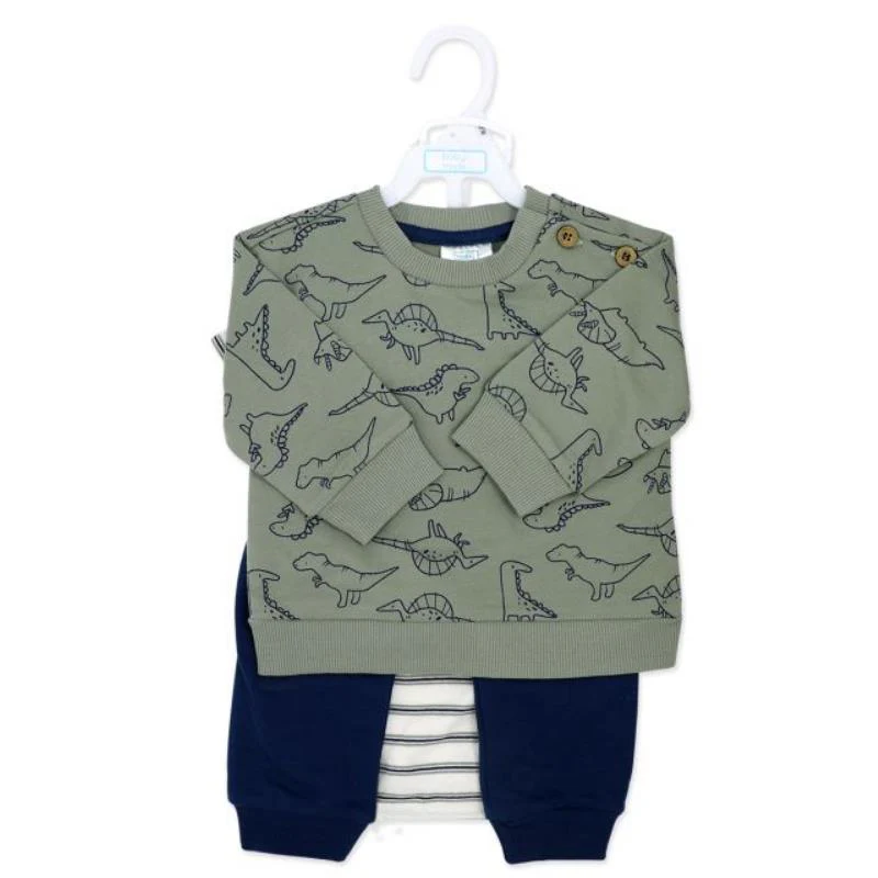Rose Textiles - 3Pk Baby Boys French Terry Set, Dinosaur - Image 2