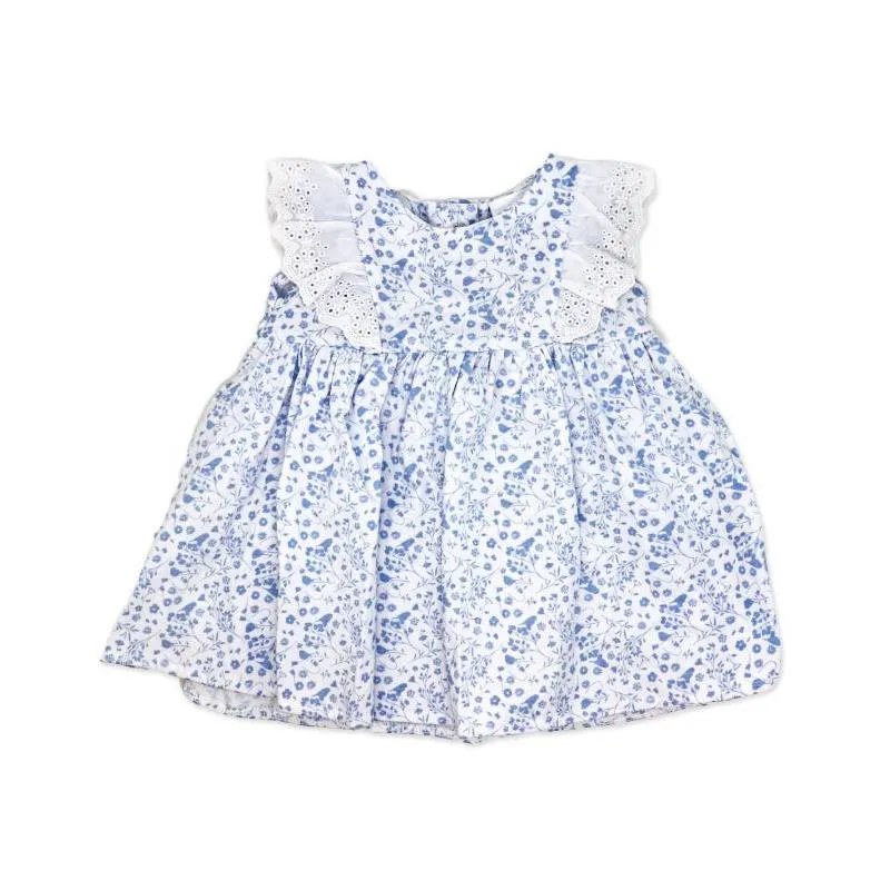 Rose Textiles - 3Pk Baby Girl Broderie Dress Set, Blue Floral - Image 2