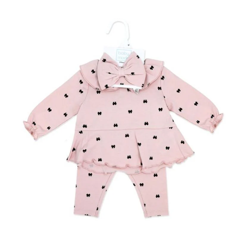 Rose Textiles - 3Pk Baby Girl Legging & Headband Set, Pink Heart - Image 2