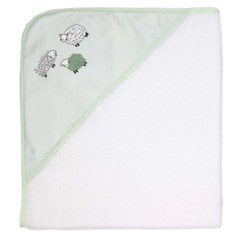 Rose Textiles 3Pk Hooded Towels With 3 Washcloths, Sage Sheep - Image 2