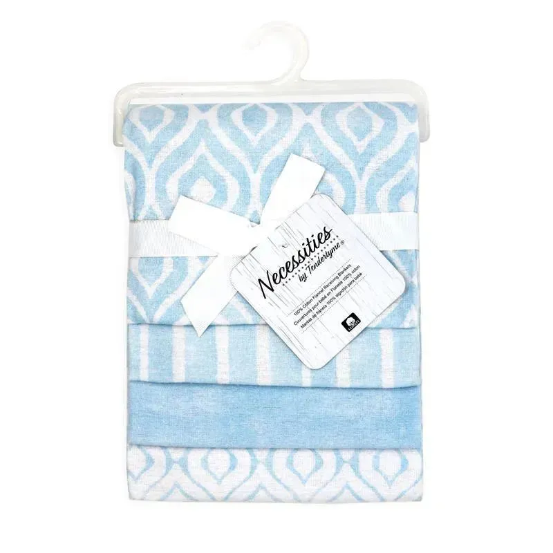 Rose Textiles- 4 Pack Receiving Blanket, Blue Watercolor - Image 2