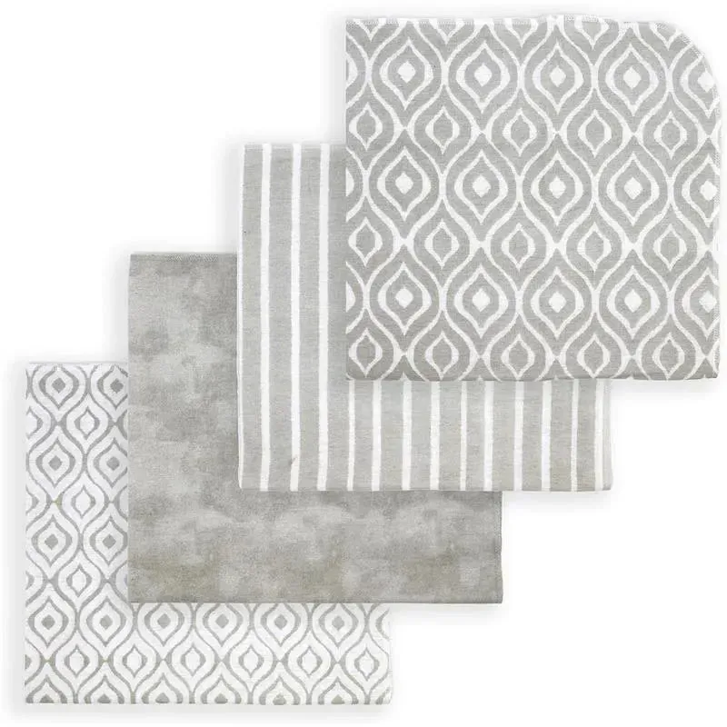 Rose Textiles - 4 Pack Receiving Blanket, Grey