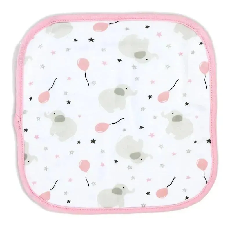 Rose Textiles - 4 Pc Washcloth Set- Pink Elephant & Balloon - Image 3