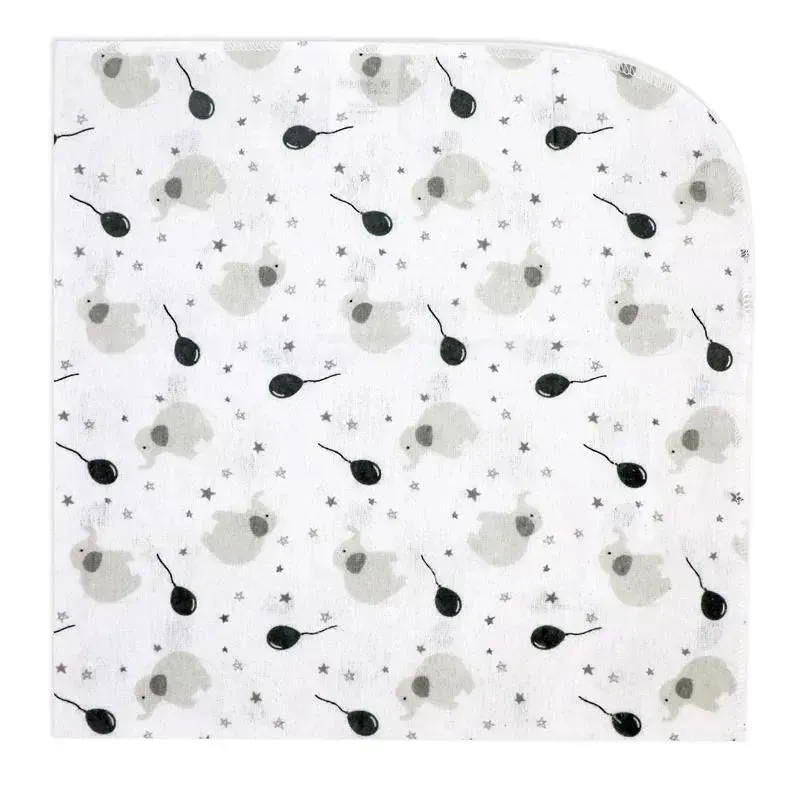 Rose Textiles - 4 Pk Receiving Blanket, Grey Elephant & Balloon - Image 3