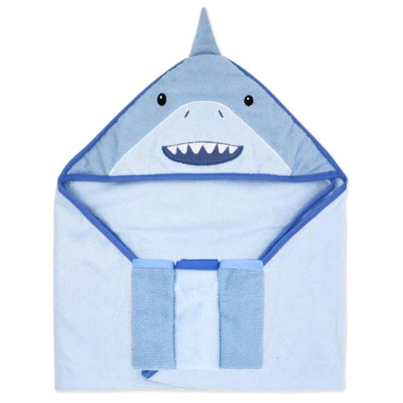 Rose Textiles - 4Pk Baby Bath Set, Blue Shark