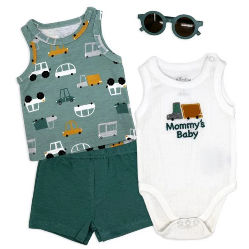 Rose Textiles - 4Pk Baby Boys Short Set, Mommy's Baby Cars