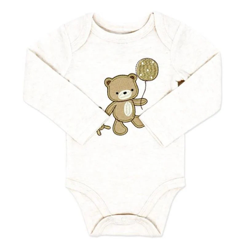 Rose Textiles 4Pk Naturelle Long Sleeve Bodysuit, Beige - Image 3