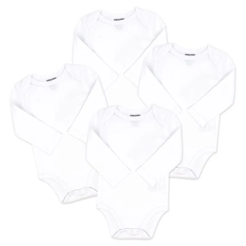 Rose Textiles 4Pk Naturelle Long Sleeve Bodysuit, White