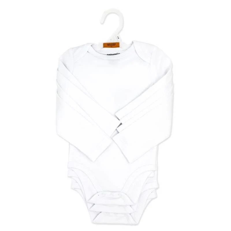 Rose Textiles 4Pk Naturelle Long Sleeve Bodysuit, White - Image 2