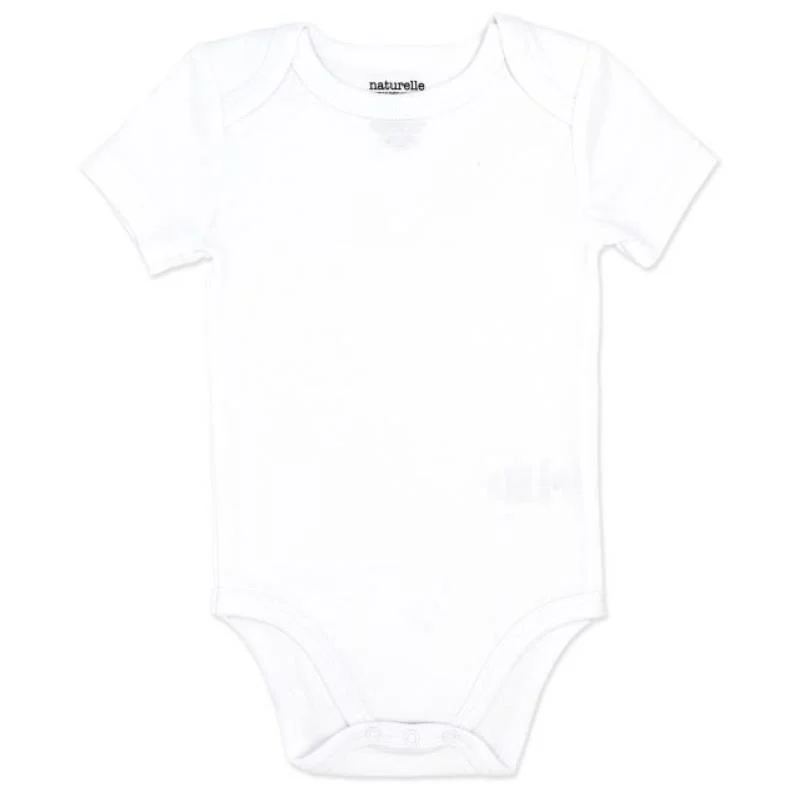 Rose Textiles 4Pk Naturelle Short Sleeve Bodysuit, White - Image 3