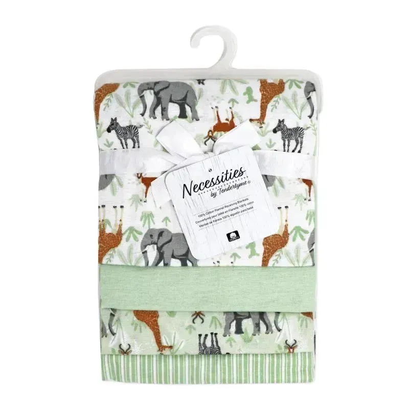 Rose Textiles - 4Pk Receiving Blanket, Sage Safari - Image 2