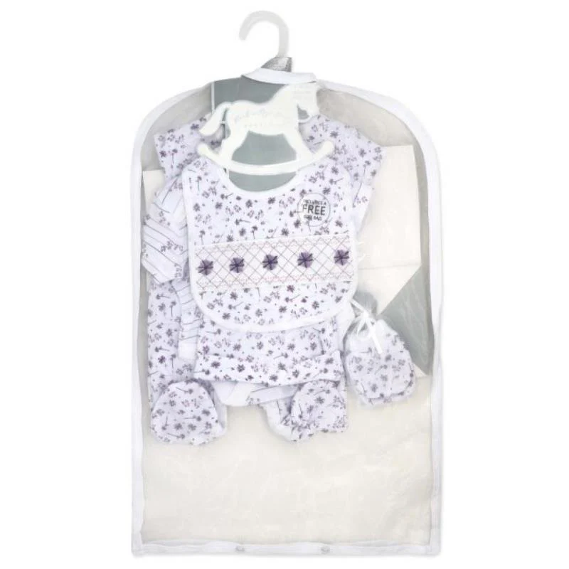 Rose Textiles - 5Pk Baby Girls Mesh Bag Set, Purple Floral - Image 2