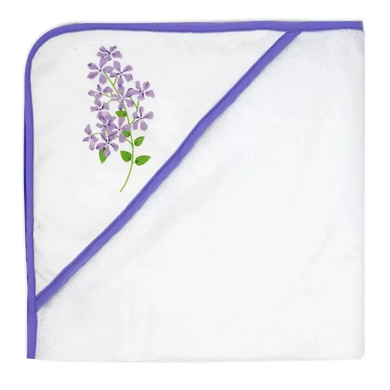 Rose Textiles - 8Pc Bath Set - 5 Hooded Towels W/ 3 Washcloths, Purple Floral - Image 4