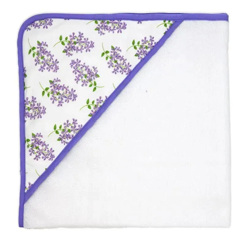 Rose Textiles - 8Pc Bath Set - 5 Hooded Towels W/ 3 Washcloths, Purple Floral - Image 5