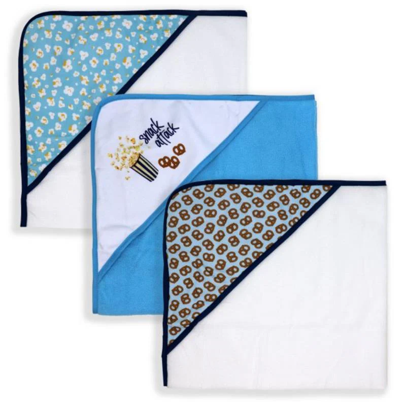 Rose Textiles - 8Pk Hooded Towel Set, Blue Snack Attack