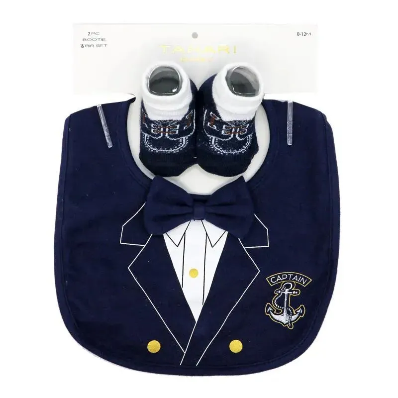 Rose Textiles - Baby Boys Bib And Sock Set, Captain